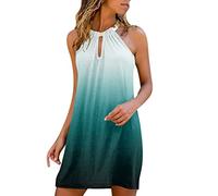 Regenbogen Kleid Damen Elegant Farbverlauf Kleid äRmellose Knielang Strandkleid Neckholder Kleider Sommerkleid Kurz Freizeitkleid Sexy Festliche Kleider FüR Damen GroßE GrößEn Sommerkleider