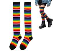 Regenbogen Kniestrümpfe Damen - Bunte Streifensocken Für Sport Und Alltag | Weiches Material Bewegungsfreundliche Passform Modisches Statement Ideal Für Training Freizeit Treffen Veranstaltungen