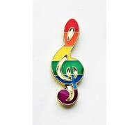 Regenbogen Notenschlüssel Anstecker Pin für MusikerInnen Chor Pride CSD gay lesbian queer LGBTQ