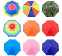 Regenbogen-Regenschirmhüte, 31,8 cm, Kinder-Kopfschirm mit Gummiband, faltbar, wasserdicht, Angelschirm-Hut für den Außenbereich, mehrfarbig, 9 Stück, mehrfarbig