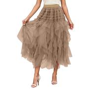 Regenbogen Rock Damen,Tüllrock Damen Lang Unregelmäßiger Unterrock A-Linie Faltenrock Karneval Asymmetrisch Weich Feen Kostüm Knielang Röcke Midirock Mesh Puffy Tütü Petticoat Hexenrock