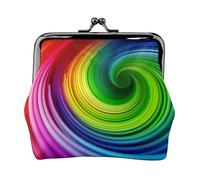 Regenbogen-Spiral-Münzgeldbörse für Damen und Herren, kleine Geldbörse aus PU-Leder, modische Münzgeldbörse mit Kussschloss, Vintage-Münztasche für Alltag, Autos, Reisen, Party