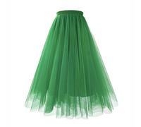 Regenbogen Tüllrock Damen Asymmetrisch Loose Tüll Petticoat Orangener Tüllrock Damen Fashion Hohe Taille Kostüm Damen Fasching Skater Röcke Basic Tüllrock Pink Damen Weißer Rock Damen（5-Armeegrün，XL）