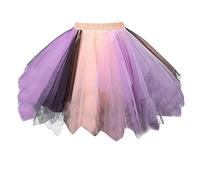 Regenbogen Tüllrock Damen Tüllrock Bunt 50er Rock Kurz Ballett Tütü Retro Ballet Tanzrock Tüll Rock Petticoat Unterrock Ballkleid Abendkleid Retro Cosplay Crinolin
