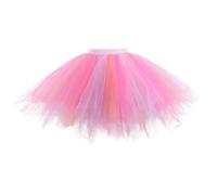 Regenbogen Tüllrock Damen Tüllrock Bunt 50er Rock Kurz Ballett Tütü Retro Ballet Tanzrock Tüll Rock Petticoat Unterrock Ballkleid Abendkleid Retro Cosplay Crinolin