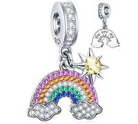 Regenbogen Wolke und Sonne Charms mit bunten CZ, 925 Sterling Silber Sie sind mein Sonnenschein Anhänger Rainbow Perlen, fit Pandora Valentinstag Armband, Geschenk für Frau/Hochzeit/Mädchen
