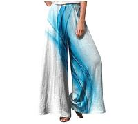 Regenhose Damen Loose Fit Bauchweg Hose Damen Blumenmuster Leinenhose Hohe Taille Schlabberhose Casual Einfarbig Weite Stoffhose Baumwolle Leinen Strandhose Lässig Sporthose Frauen,White,5XL