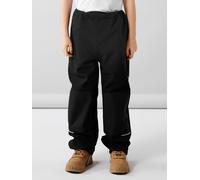 Regenhose NAME IT "NKNALFA PANT SOLID NOOS", Mädchen, Gr. 134, N-Gr, schwarz, Softshell, Obermaterial: 96% Polyester, 4% Elasthan, unifarben, regular fit normal, Hosen Regenhose (71598118-134) schwarz