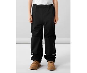 Regenhose NAME IT "NKNALFA PANT SOLID NOOS", Mädchen, Gr. 134, N-Gr, schwarz, Softshell, Obermaterial: 96% Polyester, 4% Elasthan, unifarben, regular fit normal, Hosen Regenhose (71598118-134) schwarz
