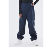 Regenhose NAME IT "NKNALFA PANT SOLID NOOS", Mädchen, Gr. 140, N-Gr, blau (schwarz sapphire), Softshell, Obermaterial: 96% Polyester, 4% Elasthan, unifarben, regular fit normal, Hosen Regenhose (27262