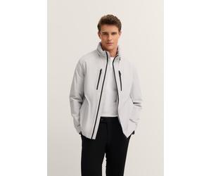 Regenjacke BUGATTI "Rainseries", Herren, Gr. 50, beige (20, ecru), 100% Polyester, unifarben, regular fit, Manschette, Jacken Regenjacke, Regular Fit mit Kapuze & Stehkragen (35580211-50) 20, ecru
