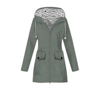 Regenjacke Damen Wasserdicht Softshelljacke mit Kapuze Outdoorjacke Atmungsaktive Packbare Regenmantel Wandern Leichte Jacke Trenchcoat Gestreiftes Innenfutter Mantel Trekking Fahrrad Fahrradjacke