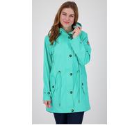 Regenjacke DEPROC ACTIVE "Friesennerz ankerglutliebe WOMEN", Damen, Gr. 52 (XXL), blau, Obermaterial: 100% Polyurethan; Futter: 100% Polyester, casual, figurumspielend, Langarm gerader Abschluss mit D