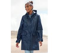 Regenjacke ELBSAND, Damen, Gr. 38, blau (marineblau), Obermaterial: 60% Polyurethan, 40% Polyester. Futter: 100% Polyester. Meshfutter: 100% Polyester, unifarben, modisch, gerade knielang, Langarm nor