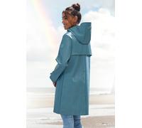 Regenjacke ELBSAND, Damen, Gr. 42, blau (graublau), Obermaterial: 60% Polyurethan, 40% Polyester. Futter: 100% Polyester. Meshfutter: 100% Polyester, unifarben, gerade knielang, normaler Saum mit Druc