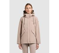 Regenjacke KHUJO "SANG2", Damen, Gr. S, beige (latte beige), Web, 100% Polyester, leicht glänzend, regular fit hüftlang, eingesetzt abgesteppte Kante mit Druckknopf, Jacken Regenjacke (93517050-S) lat