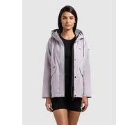 Regenjacke KHUJO "SANG2", Damen, Gr. S, grau (summer lila), Web, 100% Polyester, leicht glänzend, regular fit hüftlang, eingesetzt abgesteppte Kante mit Druckknopf, Jacken Regenjacke (16942668-S) summ