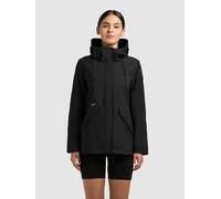 Regenjacke KHUJO "SANG2", Damen, Gr. XL, schwarz, Web, 100% Polyester, leicht glänzend, regular fit hüftlang, eingesetzt abgesteppte Kante mit Druckknopf, Jacken Regenjacke (87972449-XL) schwarz