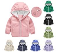Regenjacke Kleinkind Wasserdicht Winddicht Regenmantel für Regen Matschwetter Leichte Übergangsjacke mit Reißverschluss Süße Unisex Regenbekleidung mit Kapuze (Pink, 2-3 Years)