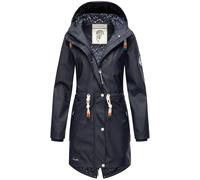 Navahoo Damen Übergangsjacke Regenmantel wasserdichte lange Regenjacke mit verstellbarer Kapuze und geschweißten Nähten Tropical Stormoo Navy Gr. S