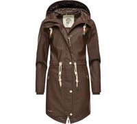 Navahoo Damen Übergangsjacke Regenmantel wasserdichte lange Regenjacke mit verstellbarer Kapuze und geschweißten Nähten Tropical Stormoo Dark Choco Gr. S