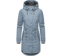 Regenjacke PEAK TIME "L60042", Damen, Gr. XXXL(46), blau (rauchblau), Obermaterial: 100% Polyurethan. Futter 1: 100% Polyester. Futter 2: 60% Baumwolle, 40% Polyester. Wattierung: 100% Polyester, tail