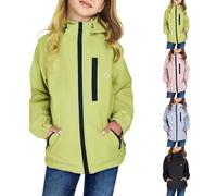 Regenjacke Regenmantel Mädchen Jungen Wasserdichte Gefütterte Softshelljacke Kapuzenjacke Leichter Regenmantel Regenponcho Windbreaker Outwear Regenjacken für Kinder (Blue, 11-12 Years)