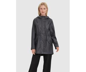 Regenjacke VERO MODA "VMMALOU COATED JACKET", Damen, Gr. L, grau (asphalt), Web, Obermaterial: 100% Polyester, unifarben, Po-bedeckend, Jacken Regenjacke, Lederimitat (24371901-L)