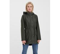 Regenjacke VERO MODA "VMMALOU COATED JACKET" Gr. M, schwarz (peat) Damen Jacken Lange (79616860-M) peat