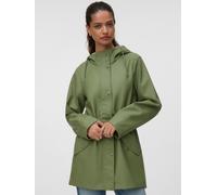 Regenjacke VERO MODA "VMMALOU COATED JACKET", Damen, Gr. XS, grün (oil grün), Web, Obermaterial: 100% Polyester, unifarben, Po-bedeckend, Jacken Regenjacke, wasserabweisende Beschichtung (13411500-XS)
