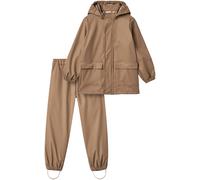 Regenjacke WHEAT "Rainwear Ola Set", Jungen, Gr. 116, braun (hazel), Web, Obermaterial: 100% Polyester, unifarben, normal ca. Mitte Oberschenkel, elastischer Bund, Jacken Regenjacke, mit passender Reg