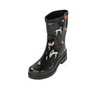 Regenliebe Damen Gummistiefel Waldi Halbschaft Regenstiefel Hunde Motiv, Farbe:schwarz, Größe:39 EU