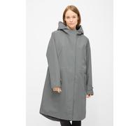Regenmantel DERBE "Deutby", Damen, Gr. 36, neutral gray_jet schwarz, Obermaterial: 100% Polyester, Mäntel, Parka, wasserdicht, mit Kapuze, funktional (94270250-36) neutral gray_jet schwarz