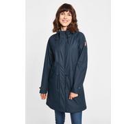 Regenmantel DERBE "Traveby_fisher", Damen, Gr. 34, blau (navy), Obermaterial: 100% Polyester; Futter: 100% Baumwolle; Ärmelfutter: 100% Polyester, Mäntel, wasserabweisend, winddicht, Kapuze (32436759-