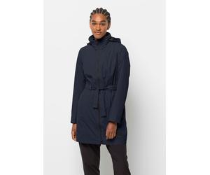 Regenmantel JACK WOLFSKIN "NORDEN PORT COAT W", Damen, Gr. XS (34), blau (night, blau), OBERSTOFF: 100% POLYAMID Futter: 100% POLYESTER, Mäntel (38127104-XS) night, blau