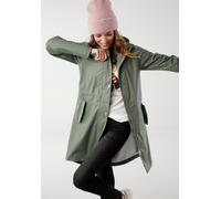 Regenmantel KANGAROOS, Damen, Gr. 42, grün (khaki), Web, Obermaterial: 100% Polyester. Beschichtung: 100% Polyurethan, kontrastfarbene Details, figurumspielend lang, Mäntel, Kordel zur flexiblen Regul