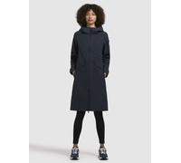 Regenmantel KHUJO "FEMKE", Damen, Gr. L, blau (dunkelblau), Canvas, 100% Polyester, unifarben, slim fit knielang, eingesetzt abgesteppte Kante mit Druckknöpfen, Mäntel (45764656-L) dunkelblau