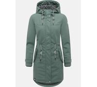 Regenjacke PEAK TIME "L60042", Damen, Gr. XS (34), grün (graugrün), Obermaterial: 100% Polyurethan. Futter 1: 100% Polyester. Futter 2: 60% Baumwolle, 40% Polyester. Wattierung: 100% Polyester, tailli
