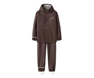 Regenmantel NAME IT "NKNDRY10 Regenjacke und Hose im Set", Jungen, Gr. 116, braun (seal braun), Web, Obermaterial: 100% Polyester, unifarben, regular fit normal, elastischer Bund, Mäntel Regenanzug, K