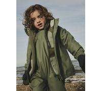 Regenmantel NAME IT "NKNDRY10 Regenjacke und Hose im Set", Jungen, Gr. 134, grün (thyme), Web, Obermaterial: 100% Polyester, unifarben, regular fit normal, elastischer Bund, Mäntel Regenanzug, Keine L