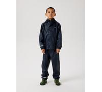 Regenmantel NAME IT "NKNDRY10 Regenjacke und Hose im Set", Jungen, Gr. 140, blau (schwarz sapphire), Web, Obermaterial: 100% Polyester, unifarben, regular fit normal, elastischer Bund, Mäntel Regenanz