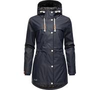 Regenmantel NAVAHOO "Rainy Forest", Damen, Gr. S (36), blau (navy), Obermaterial: 70% Polyester, 30% Polyurethan. Innenfutter: 100% Polyester. Ärmelfutter: 100% Polyester. Wattierung: 100% Polyester,