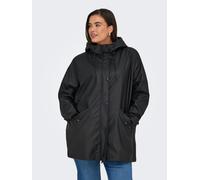 Regenmantel ONLY CARMAKOMA "CARELISA LIFE RAINCOAT ZIP OTW NOOS", Damen, Gr. M, schwarz, Web, Obermaterial: 100% Polyester, unifarben, regular fit Po-bedeckend, hoch geschlossener Ausschnitt, Mäntel,