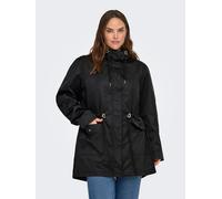 Regenmantel ONLY CARMAKOMA "CARLOUISE PARKA LIFE OTW NOOS", Damen, Gr. L, schwarz, Web, Obermaterial: 100% Polyester, unifarben, regular fit normal, hoch geschlossener Ausschnitt, Mäntel (23200854-L)