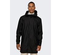 Regenmantel ONLY & SONS "ONSLUCA RAIN COAT OTW", Herren, Gr. L, schwarz, Web, Obermaterial: 100% Polyester, unifarben, gerader Abschluss, Mäntel (91270044-L) schwarz