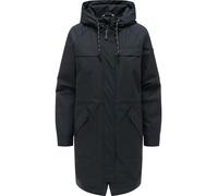 Regenmantel RAGWEAR "Ximenna", Damen, Gr. M (38), schwarz, Obermaterial: 100% Polyester. Innenfutter: 100% Polyester, gerade ca. Mitte Oberschenkel, hoch geschlossener Ausschnitt, mit Knopf,Ärmel mit 