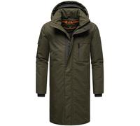 STONE HARBOUR Herren Warmer wasserdichter Wintermantel lang mit Abnehmbarer Kapuze und magnetischer Abdeckleiste Xandroo XX Olive Gr. M