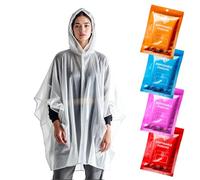 Regenponcho Festival Wasserdicht - Regencape Festival Einweg - Regenponcho Damen & Mann - Transparent mit Kapuze - Notfall Poncho Reise, Wandern, Camping - Einweg Poncho 4er-Pack - Farbmix-Edition
