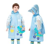 Regenponcho Kinder Jungen Wasserdicht EVA Regenmantel mit Kapuze Mädchen Regencape Fahrrad Kinder mit Schulranzenbezug Kleinkind Regenjacke Cape für Wandern Dinosaurier 1-2 Jahre