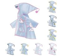 Regenponcho Kinder Wasserdicht Wiederverwendbar Netter Cartoon Regencape Eva Atmungsaktiv Regenschutz Regenmantel mit Kapuze und Ärmeln Mädchen Jungen Durchsichtig Regenponcho Kleinkind-Regenjacke